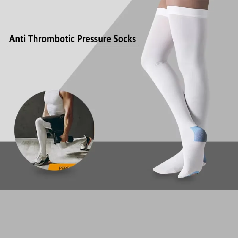 1Pair  Ted Hose Thigh High Anti Embolism Compression Stockings for Women & Men, Surgical Compression Stockings, 15-21 mmHg
