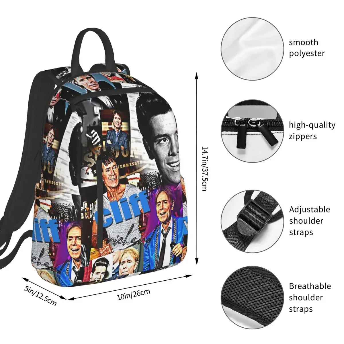 Cliff Richard Backpack Student BookBag Children School Bag Computer Shoulder Bags Boys Girls