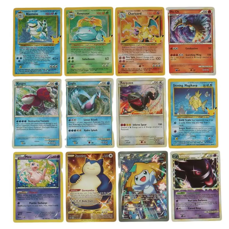 60/100Pcs English Pokemon Cards Holographic EX Vstar Vmax GX Letter  Rainbow Arceus Charizard Mewtwo Evolution trade card