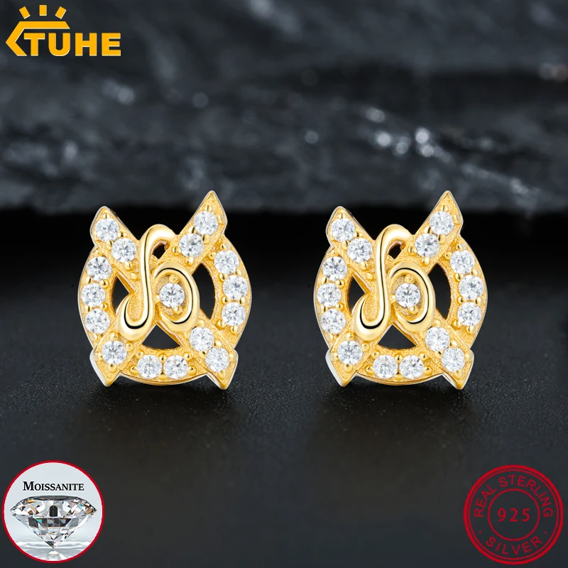 

TUHE Unisex Geometric Earring Ice Out Moissanite Silver 925 Earrings Fine Jewelry For Women Men Party Gifts ﻿