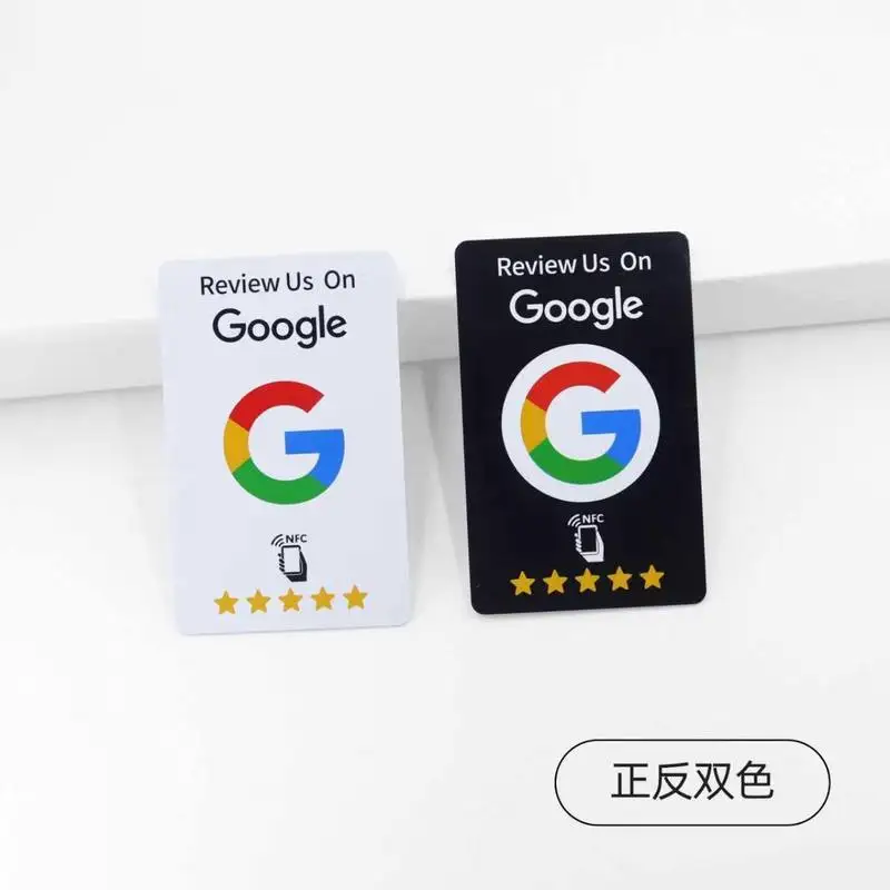 NTAG215 PVC Google Review Tap NFC Card 13.56MHz Reusable Programmable Tap To Review Editable QR Code For Restaurant Shop Busines