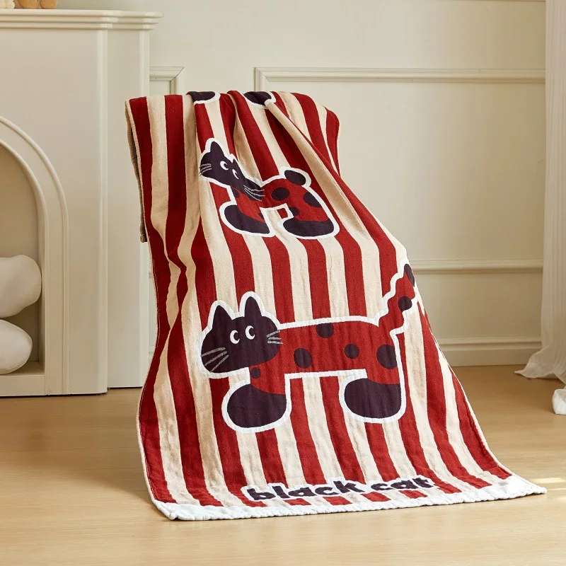 منشفة حمام شاش كرتونية، للأطفال والكبار، 4 طبقات من القطن الشاش، رقيقة، جاكار، 80*160 سم، 13 طراز، جودة عالية #4