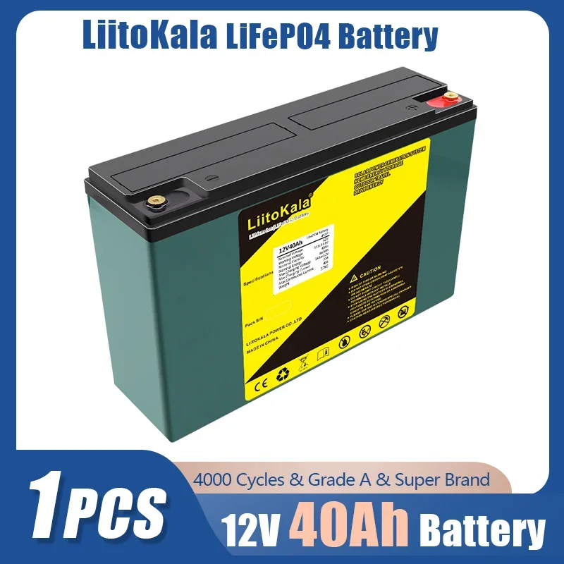 1pcs LiitoKala 12V/12.8V 50Ah 30Ah 40Ah 60Ah LiFePO4 Battery Campers Waterproof Golf Cart Battery Off-Road Off-grid Solar energy