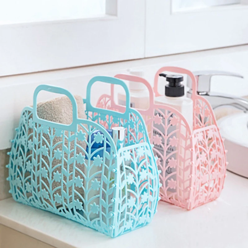 Bathroom Hollow Washing Storage Basket Removable Shower Basket Plastic Bath Basket Shopping Basket Family Storage Organization