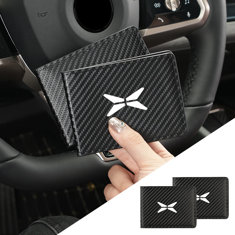 Carbon Fibre Car Driver License Cover Credit Card Holder Storage Accessories For XIAOPENG P7 P7i G3 G3I G6 G9 X9 2022 2023 2024
