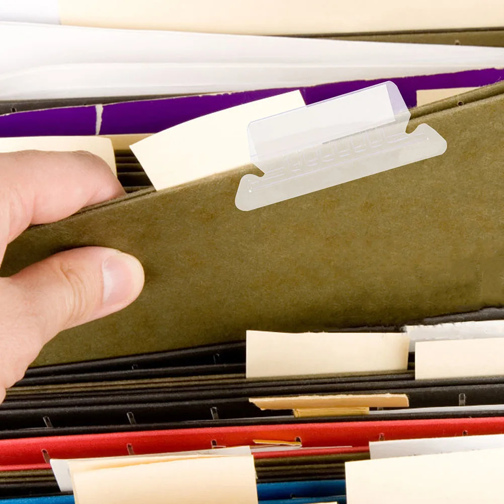 

1 set PVC File Folder Tabs Inserts with Detachable Labels for File Folder Markers Office Organization