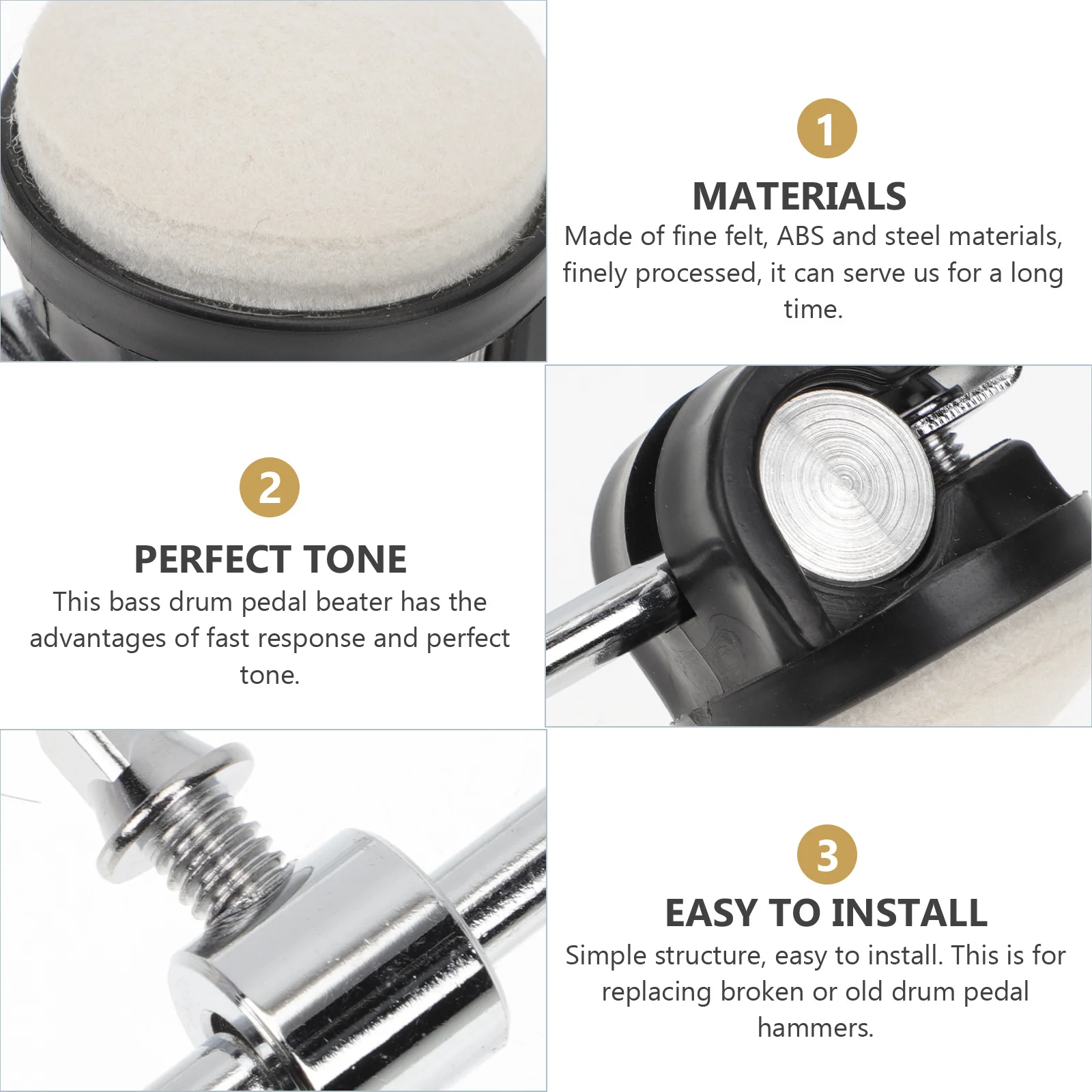 

Pedal Replace Hammer Fine Felt Abs Steel Fast Response For Drum Set Percussion Instrument Parts Drum Accessory