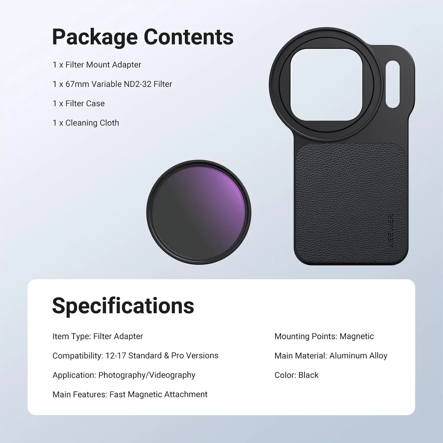 NEEWER 6,3 Zoll Magnetischer Handy-Objektivfilter-Adapter mit Rückplatte für MagSafe iPhone 12/13/14/15/16/17 & Pro Versionen – Detail 8