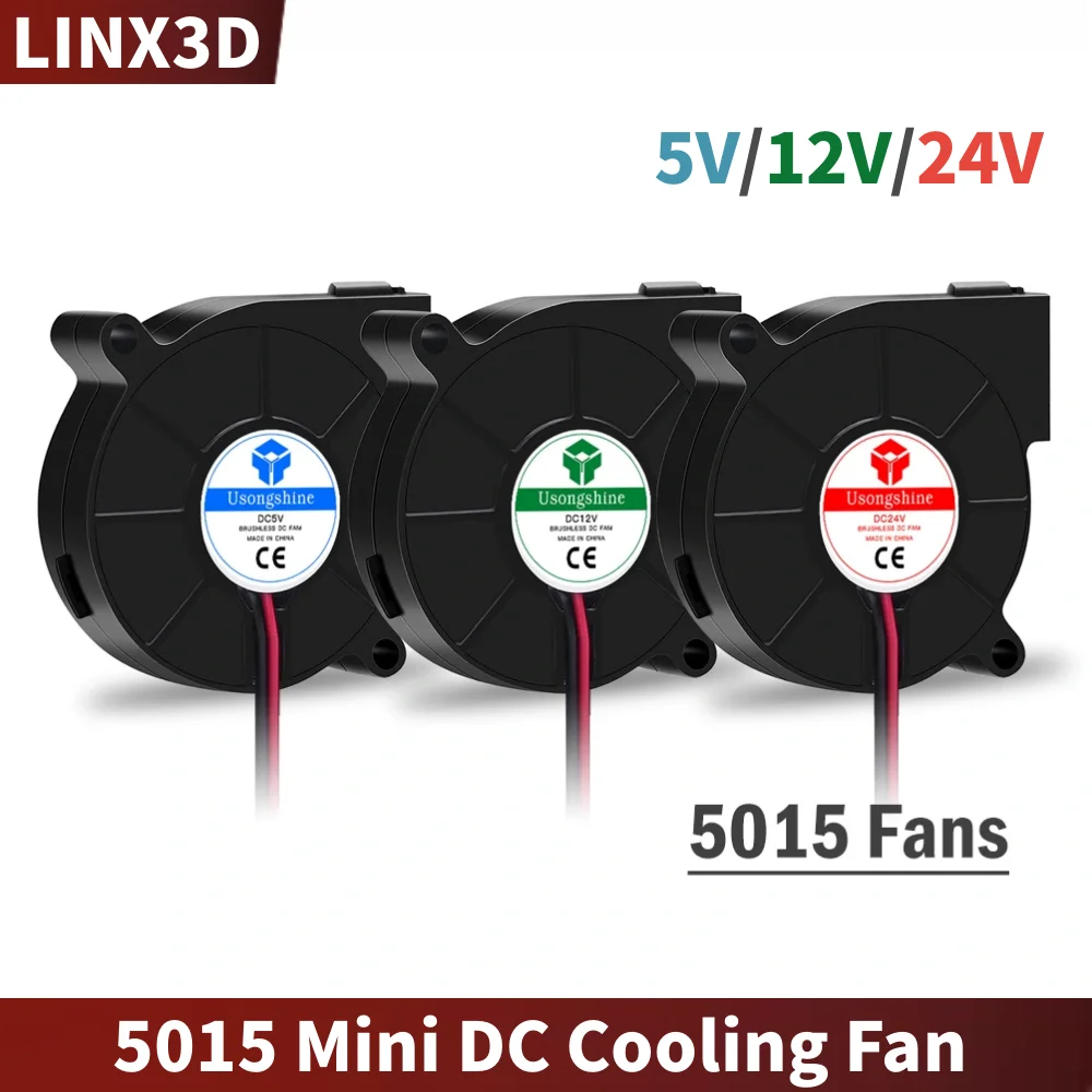 50x50x15mm 5015 Turbo Blower Fan Multi Voltage 5V 12V 24V 2Pin Brushless Cooler For 3D Printer Extruder Hotend Heat Dissipation