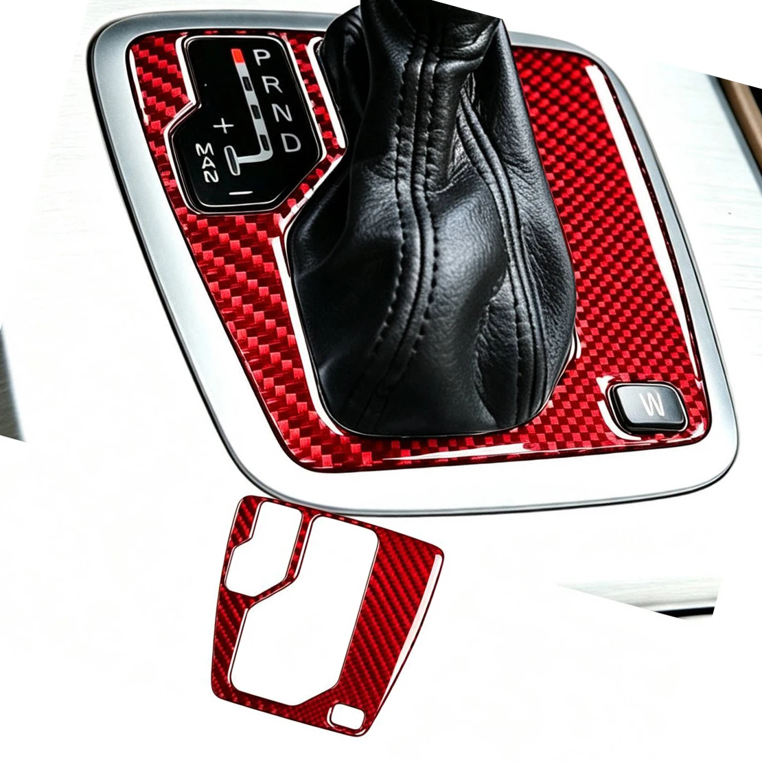 Red Carbon Fiber Style Center Console Gear Shift Panel Trim Cover Fit For Volvo XC90 2003-2014 Left Hand Drive