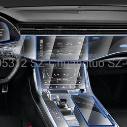 TPU Protective Film For Audi Q7 Q8 2020 2021 2022 2023 Gearbox Panel Dashboard Sticker Interior Anti-Scratch Car Accessories