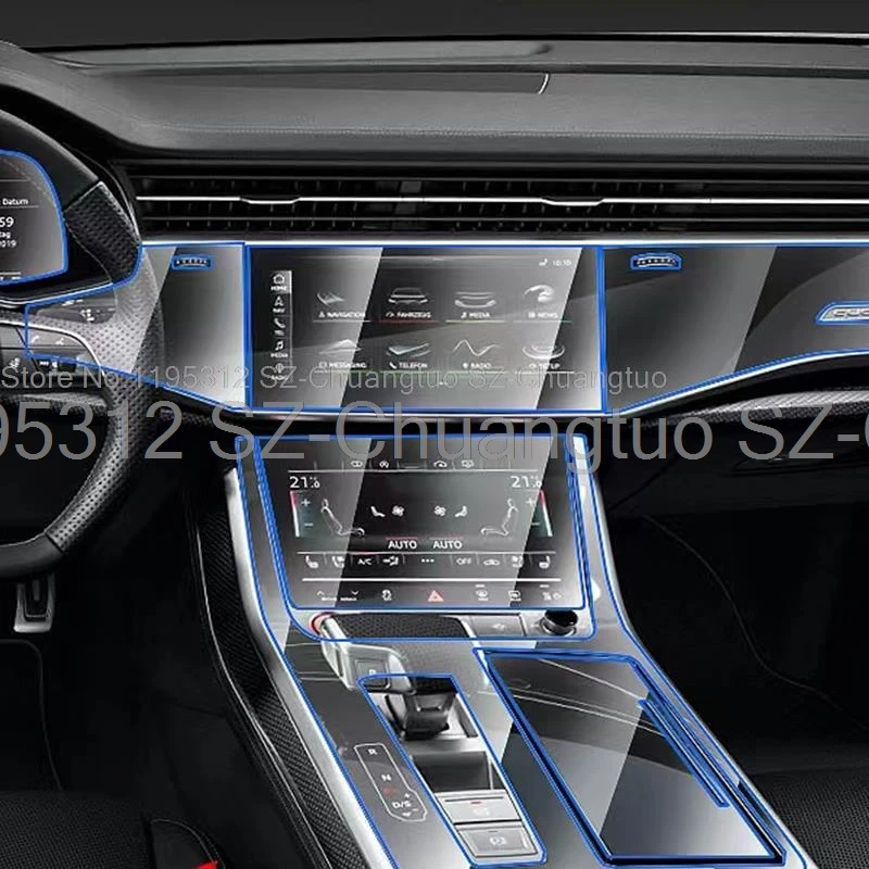 Folia ochronna TPU do Audi Q7 Q8 2020 2021 2022 2023 Panel skrzyni biegów Naklejka na deskę rozdzielczą Wewnętrzne akcesoria samochodowe odporne na zarysowania