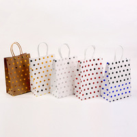 StoBag, Polka Foil Dot Gift Tote Bags, Stylish and Eco-Friendly Packaging, For Party, Birthday, Wedding, daily use, 12/30pcs