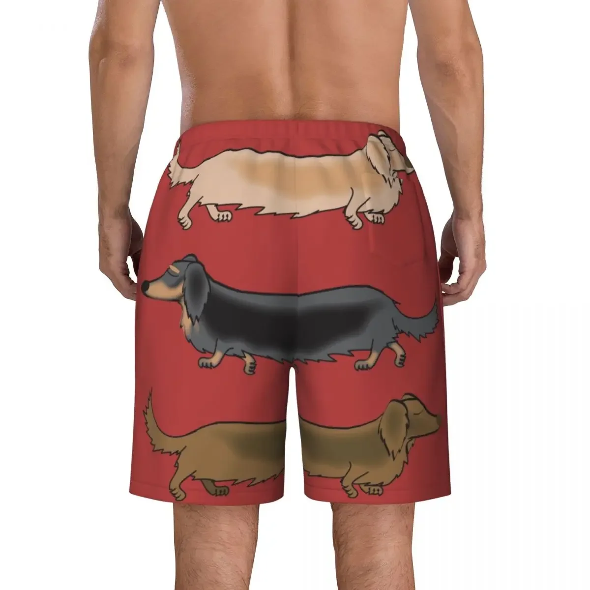 Kawaii Dachshund Dogs Print Men Swim Trunks Quick Dry Beachwear Beach Board Shorts Wiener Sausage Dog Boardshorts