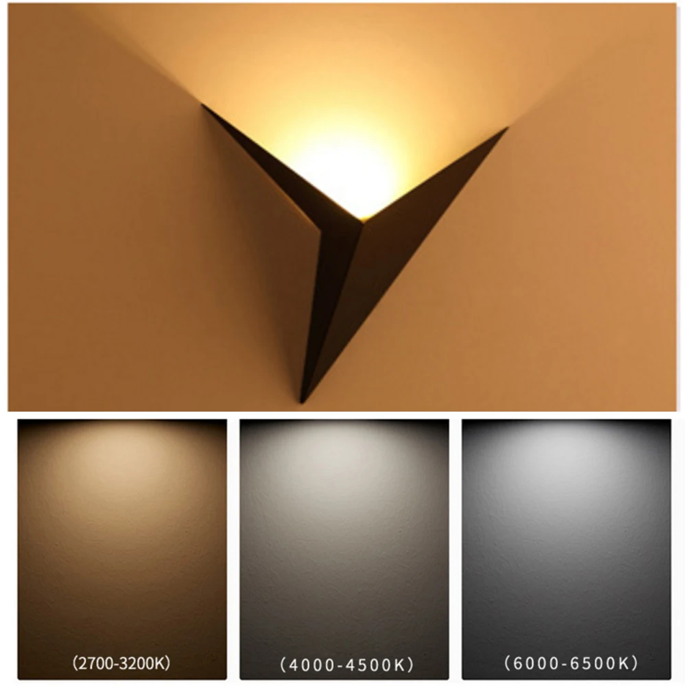 220V Led Wall Light Triangle Shape Modern Style Wall Lamp For Bedroom Hotel Restaurant Indoor Lighting Iron Lights Fixtures