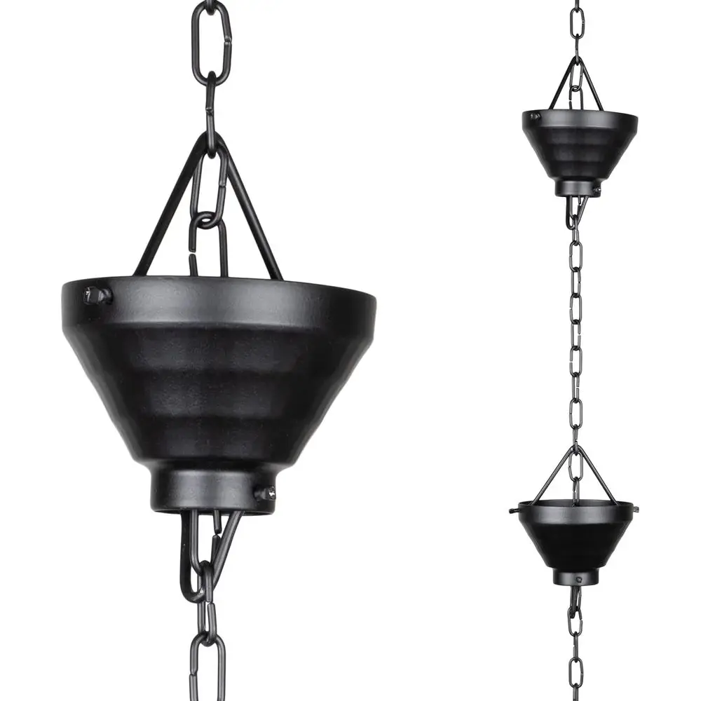 

Декоративные дождевые цепи Monarch Rain Chains Siam, 8,5 т, черные, с порошковым покрытием, для сбора дождевой воды или замены водосточных желобов