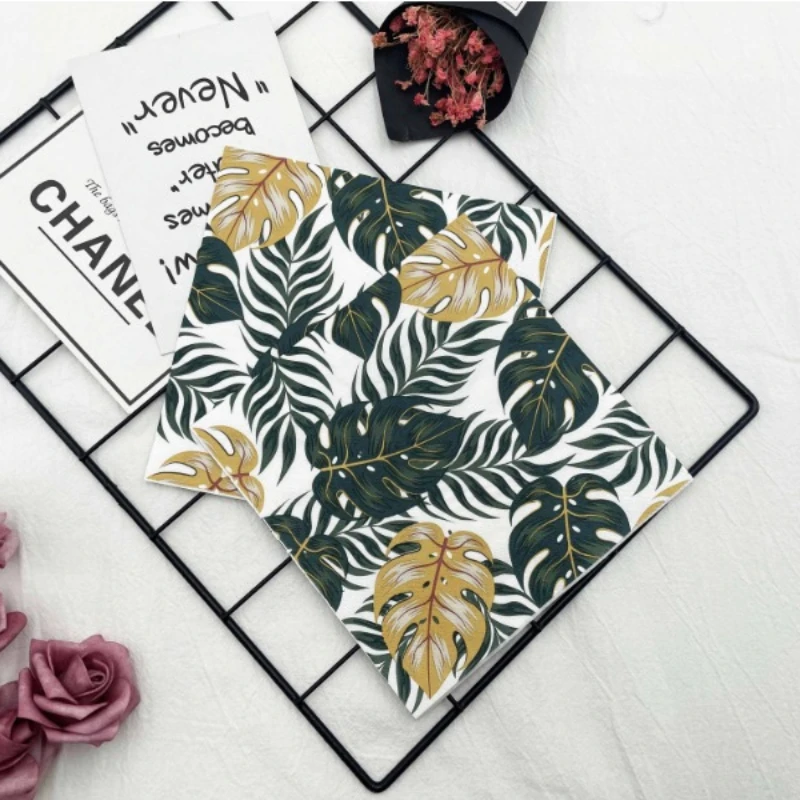 Colourful Printed Napkins Leaves 2 Layers Wood Pulp Paper Folding Disposable Paper Placemats Party Paper Napkins 20pcs/pac 33cm