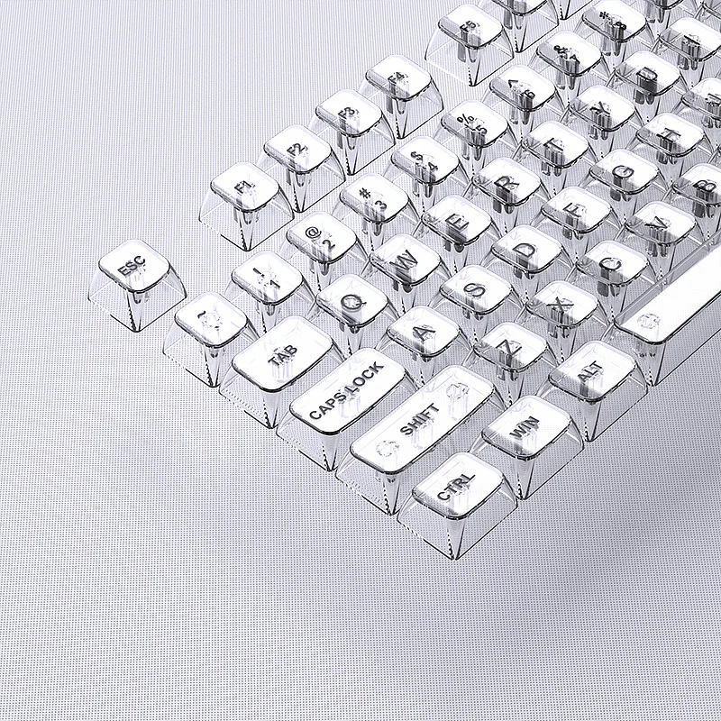 

119 Keys Ice White Clear Transparent PC Keycaps OEM Profile UV Printing Artisan Crystal Keycaps for MX Switches Gaming Keyboard