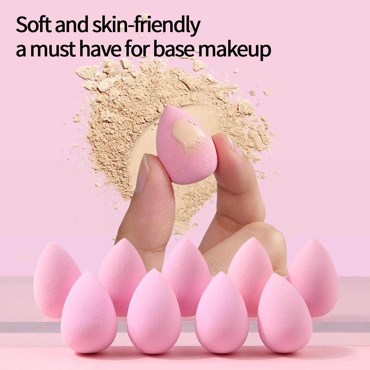 Juego de mini huevos de esponja de maquillaje rosa, 10 Uds., que se exponen al agua, es una herramienta de maquillaje facial natural para aplicar el maquillaje