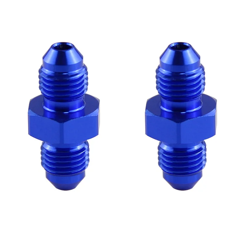 2PCS Universal AN3/4/6/8/10/12/16 to AN3-16 Straight Fuel Hose Adapter Fitting 3/8'' 7/16'' 9/16'' 12-24UNF Aluminum Blue/Black