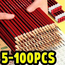 5-100Pcs / Lot Sketch Pencil Wooden Lead Pencils HB Pencil With Eraser Children Drawing Pencil School Office Writing Stationery