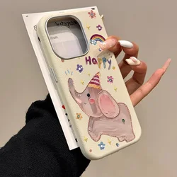 Creative Elephant Penguin Leather Phone Case For Samsung S25 S24 S23 S22 Ultra Plus S21 FE A14 A34 A15 A35 A55 A16 A54 A53 Cover