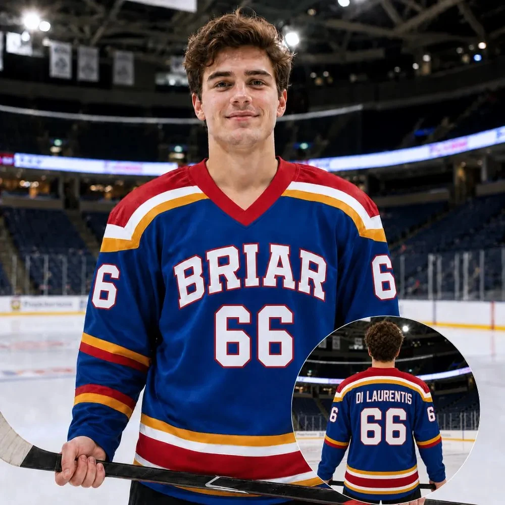 Off Campus Briar University Jersey Graham 44 22 DI LAURENTIS 66 Tucker46 Long Sleeve T-shirt Parent-child Hockey Sport Jersey