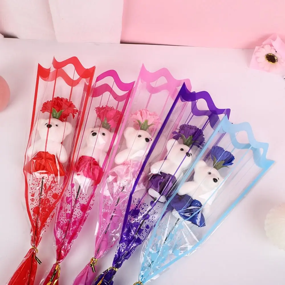 New Soap Flower Lovely Bear Graduation Bouquet Toy Graduation Gift Artificial Rose Flowers DIY Bear Bouquet Decoration