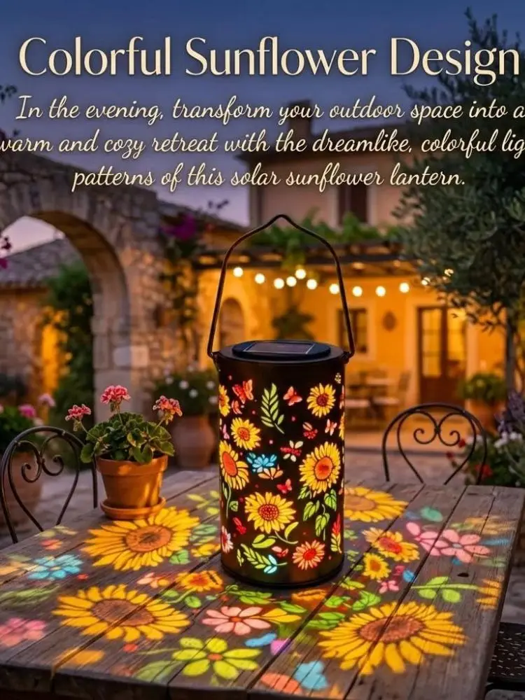 1/2/4PCS Kleurrijke Zonnebloem Zonne-lantaarns Buiten Waterdichte Hangende Tuinverlichting op Zonne-energie voor Veranda Gazon Pathway Decor - afbeelding 2