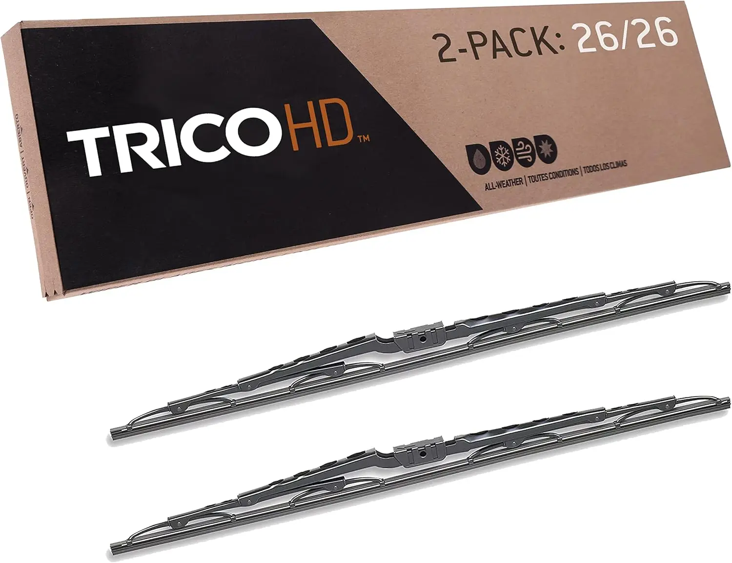 

HD 26-дюймовый комплект из 2 сверхмощных и автомобильных сменных дворников для автофургонов с широким седлом (67-2626-1), черный