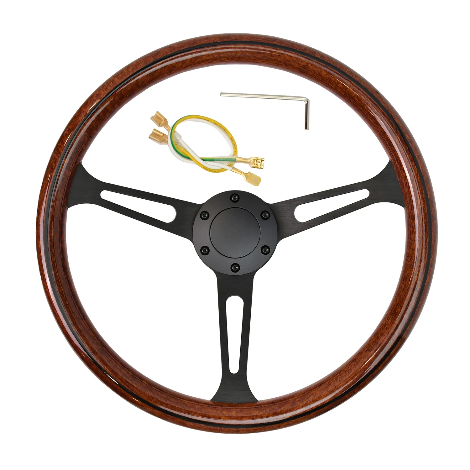 

15-inch retro brown strip hole bracket 63mm deep car steering wheel ABS sport modified steering wheel