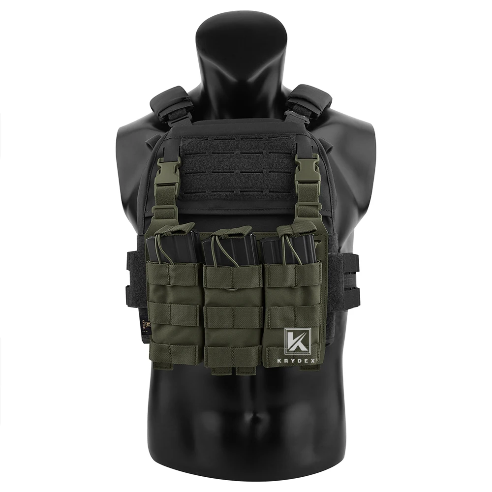 KRYDEX Caça Acessórios Tático MOLLE Painel Frontal Flap Destacável Adaptar G Gancho Buckle Para Peito Rig FCPC Vest Ranger Verde