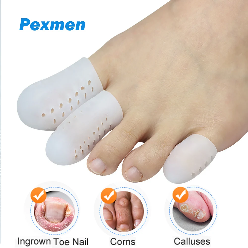 Pexmen 2Pcs Soft Gel Toe Protectors Silicone Toe Caps Sleeves Prevent Pain Relief for Corns Callus Blisters and Ingrown Toenails