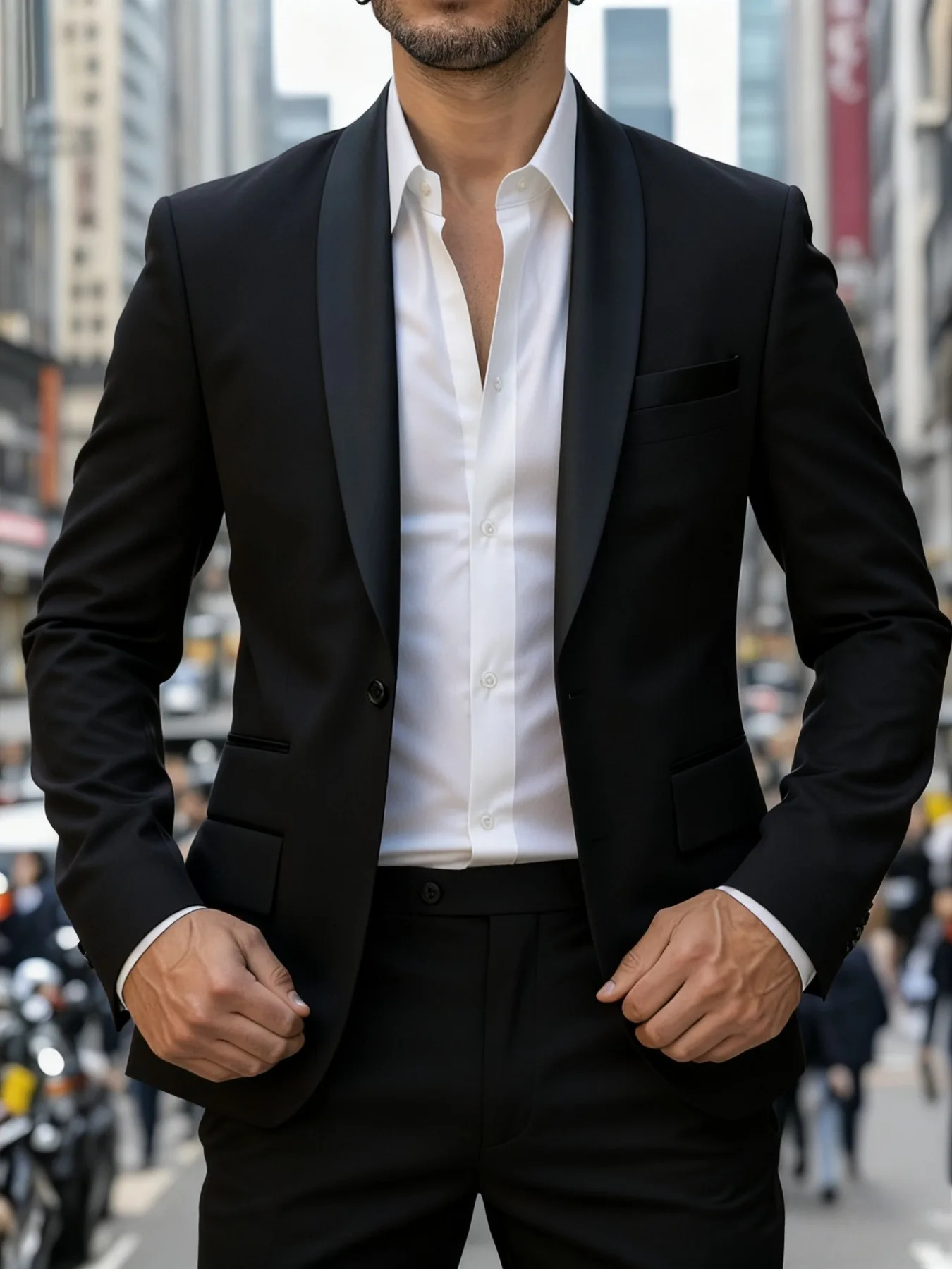 

2pcs Slim Fit Men's Tuxedo, Durable Premium Formal Attire for Weddings & Business Meetings