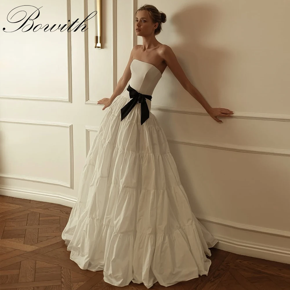 

Bowith Formal Evening Dresses Women Strapless A-Line Elegant Long Prom Party Gown Customized Party Dresses robes de soirée