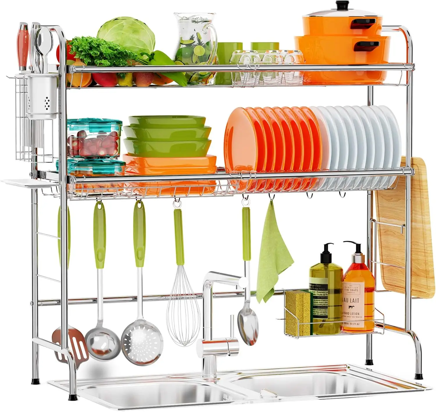 

Over The Sink Dish Drying Rack 2-Tier Large Over Sink Dish Rack for Kitchen Organizer, above Sink Dish Drainer Stainless Steel