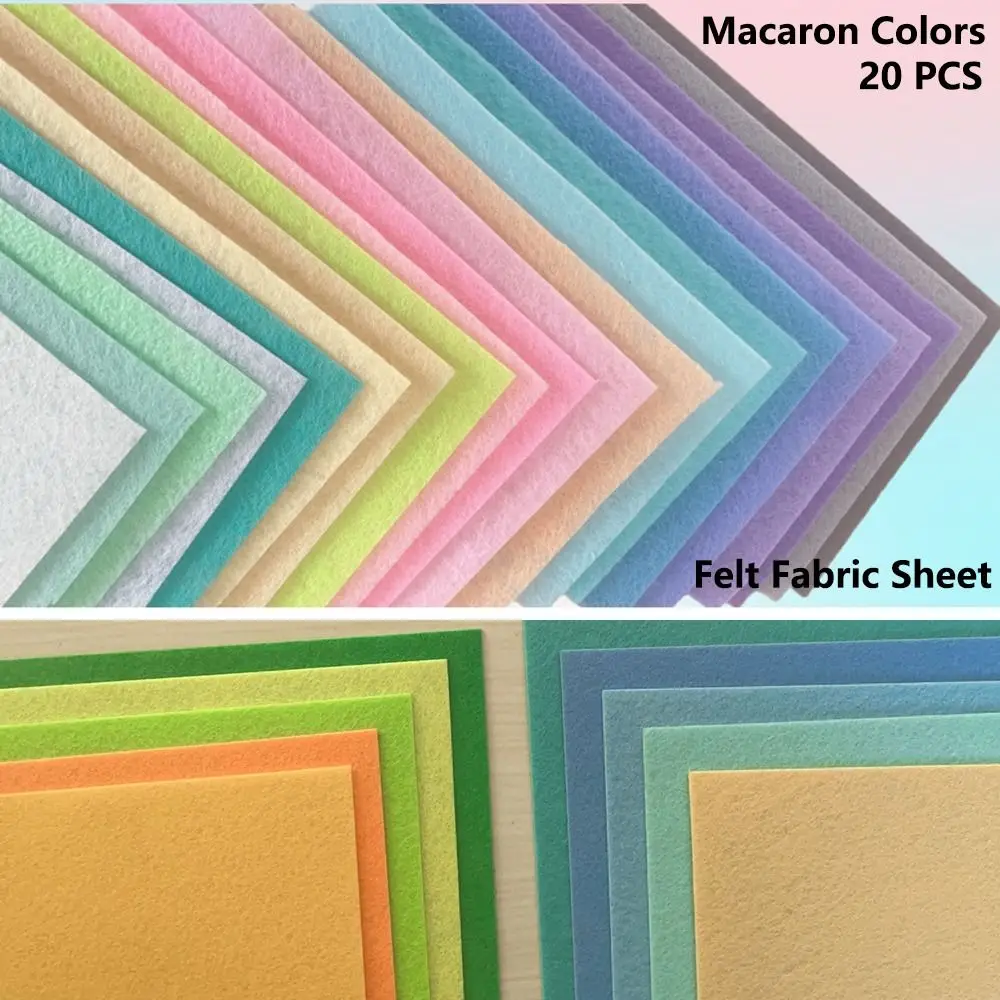 20 PCS Folhas de Tecido de Feltro em Cores Macaron para Artesanato e Trabalhos Manuais, Tecido de Feltro Durável e Espesso Feito à Mão