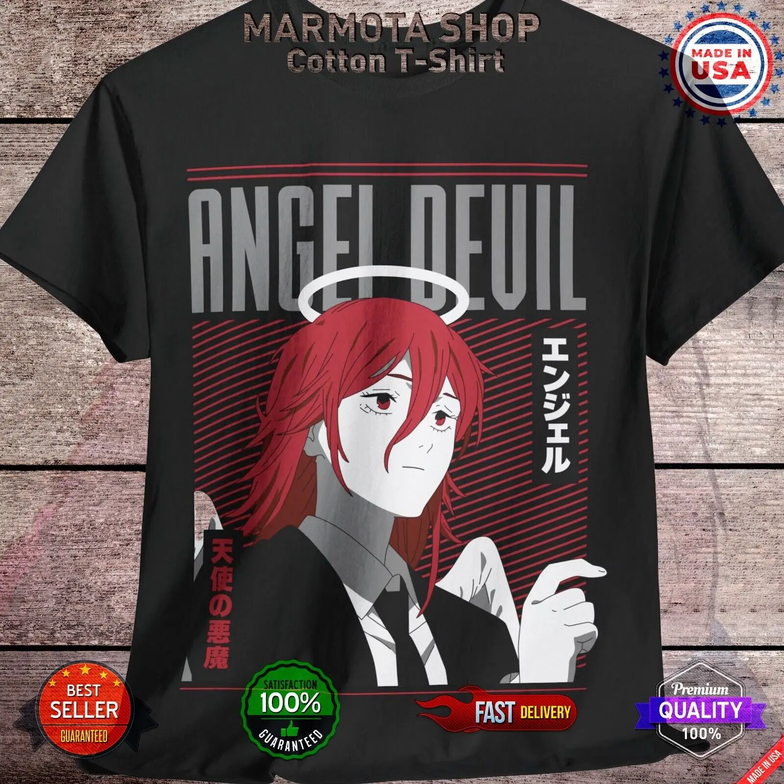 Angel Devil Chainsaw Man Shirt Anime Tee T-Shirt Pochita Manga Otaku Makima CSM