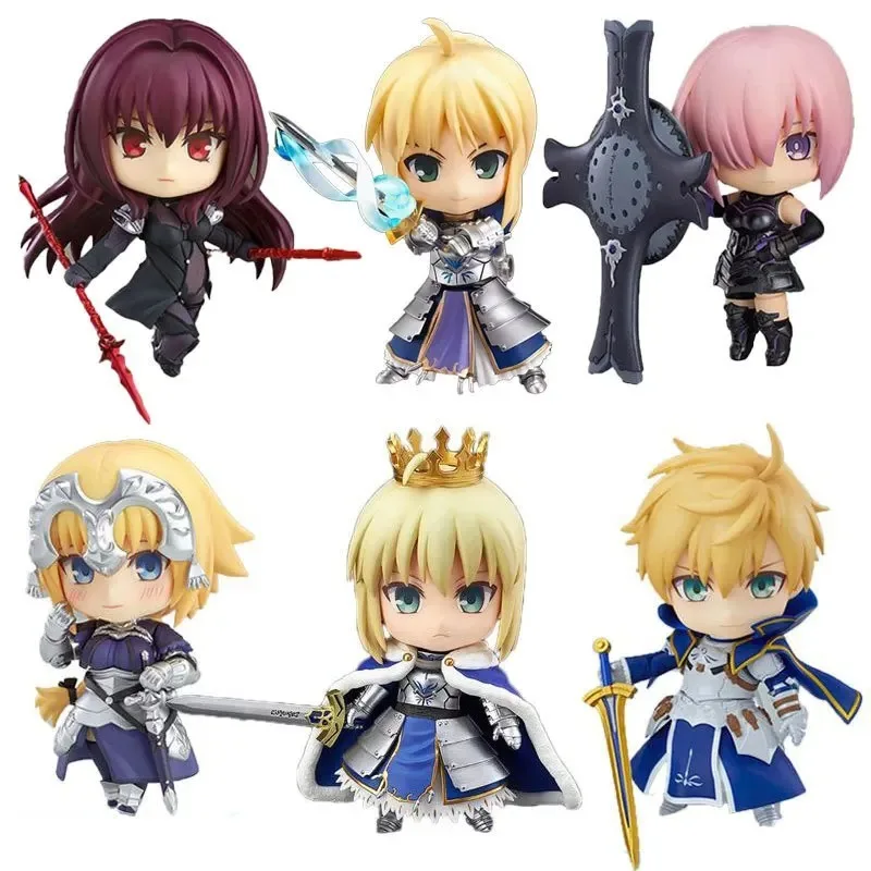 

10CM Anime Fate/Stay Night Saber 121 Lily Knight King Action Figures Cute Scáthach Mash Nero Model Doll PVC Decor Gift For Kids