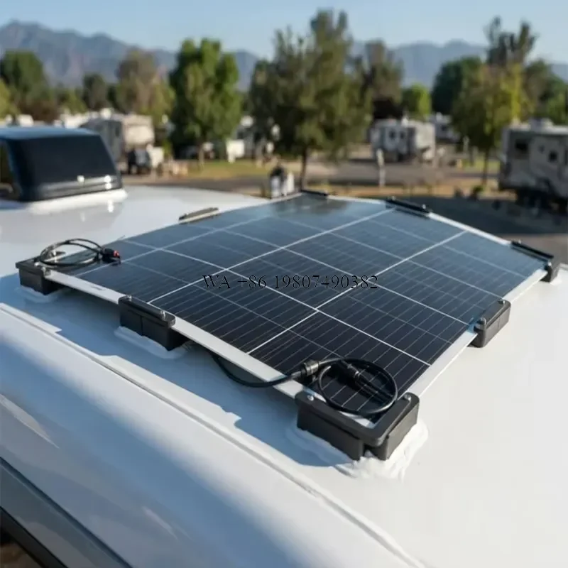 wmwmnu 100W Flexible Solar Panel Lightweight BC Solar Cells IP67 Waterproof 17.6V for Connector for Boat Marine RVs Universal