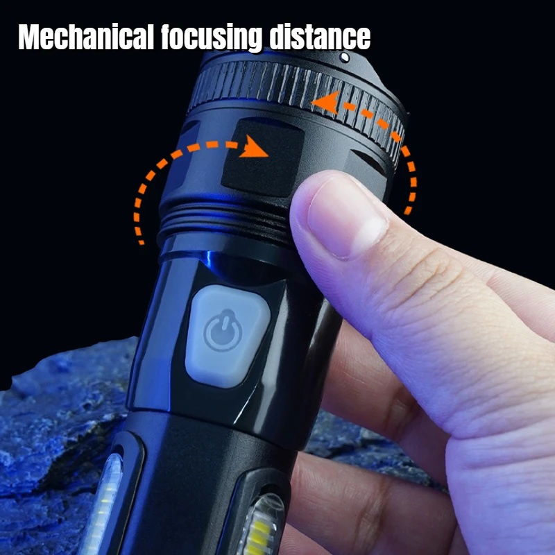 Outdoor Strong Light Flashlight Super Bright Home Portable Charging Multi Functional Mini LED Long Range Warning Camping Torch