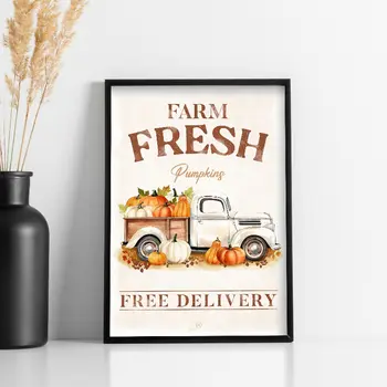 1張南瓜香料海報,秋季海報,秋季裝飾,南瓜,秋天,農場新鮮南瓜,秋季裝飾海報 8 最佳銷售 農舍裝飾 - №6