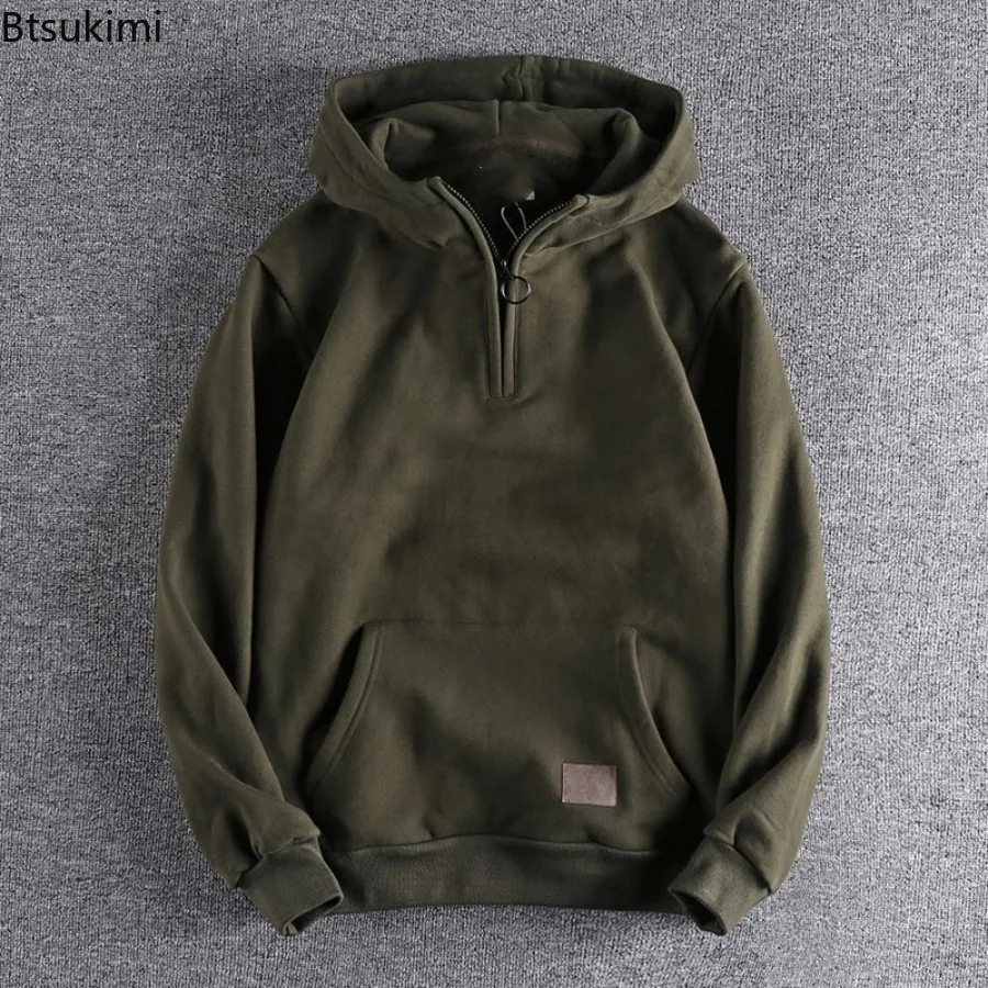 

New Spring Autumn Men's Loose Casual Hoodies Simple Y2k Vintage Long Sleeve Hooded Sweatshirts Korean Style Big Pocket Men Tops