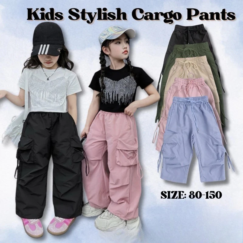 

Kids Cargo Pants Boys Girls Joggers Multi Pocket Trousers Children Fashion Casual Wear Outdoor Hiking Pant pants kids clothes