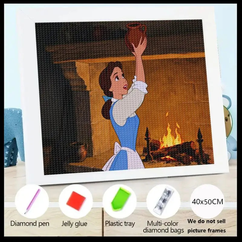 

1 шт., 5D набор для алмазной живописи «сделай сам», с красавицей принцессы Диснея и чудовиком, полная дрель, искусство драгоценного камня персонажа из мультфильма