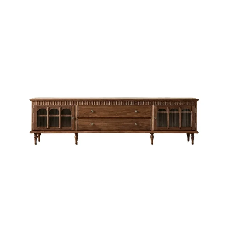 

LMM TV cabinet coffee table combination French retro style solid wood floor cabinet household