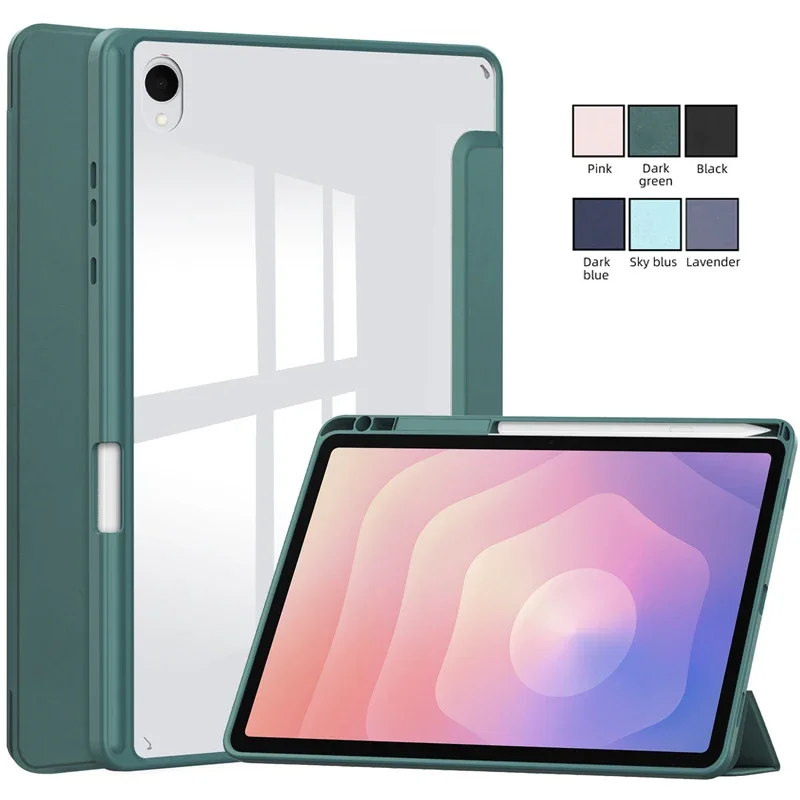

For Samsung Galaxy Tab S11 Case with Pen Holder Acrylic Clear Smart Magnetic Cover For Coque Galaxy Tab S11 Case Funda 11 inch