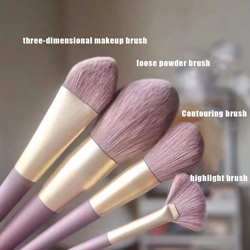 9Pcs Purple Makeup Brushes Set Super Soft Eyeshadow Eyebrow Brush Cosmetics Foundation Blush Contour Makeup Brushes Beauty Tools