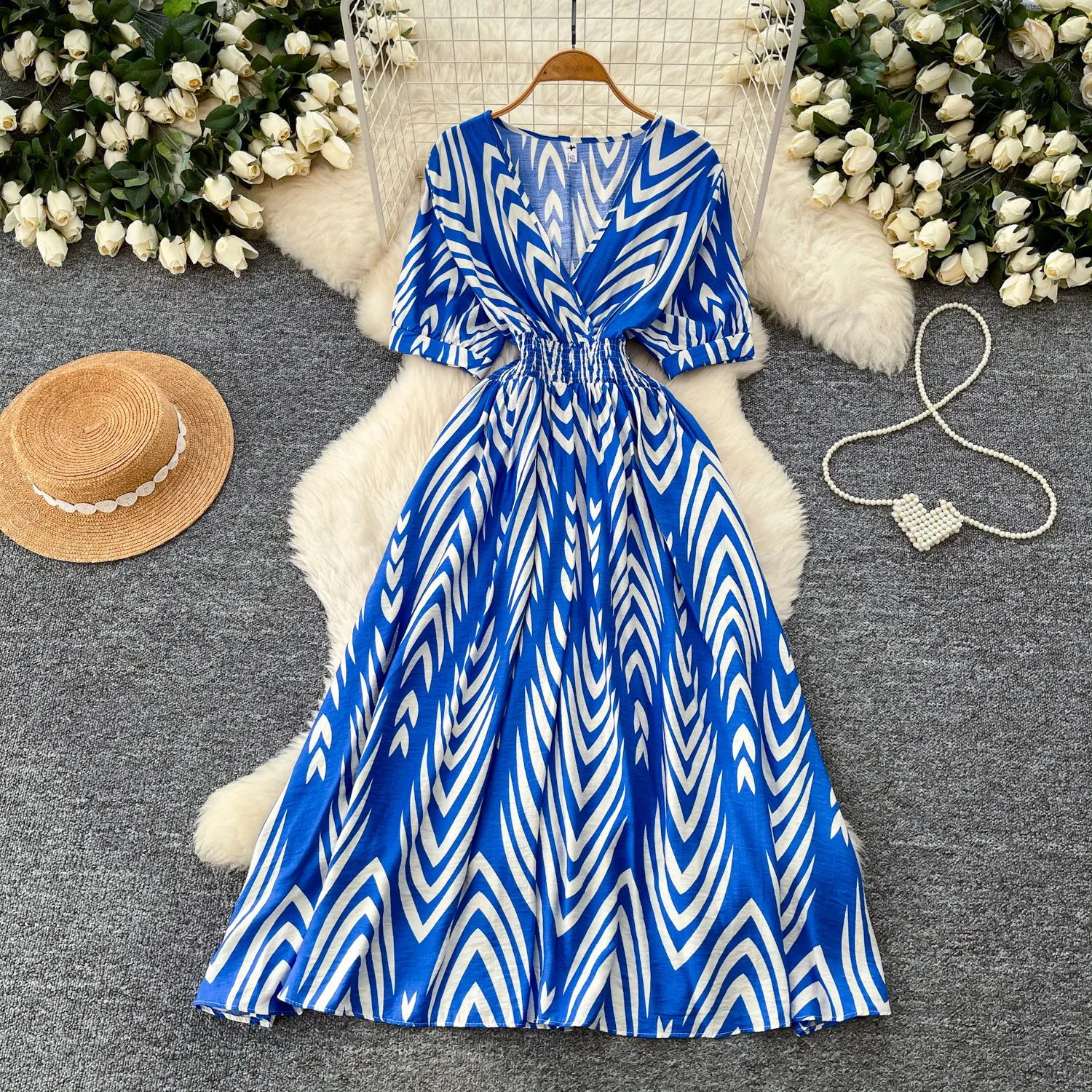 

Long Dress Women Dresses A Line Vestidos Y2k Streetwear V Neck Short Sleeve High Waist Elegant Splice Party Night Work 2026