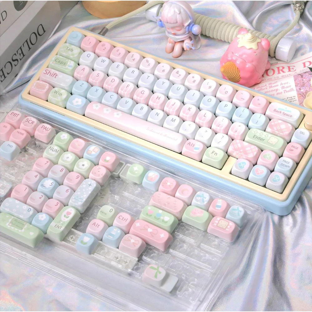 MOA Cute Sweet Girl Key Cap PBT 130 Keys for Cherry Mx Switch Gaming Mechanical Keyboard 68 75 82 98 104 Layout Customization